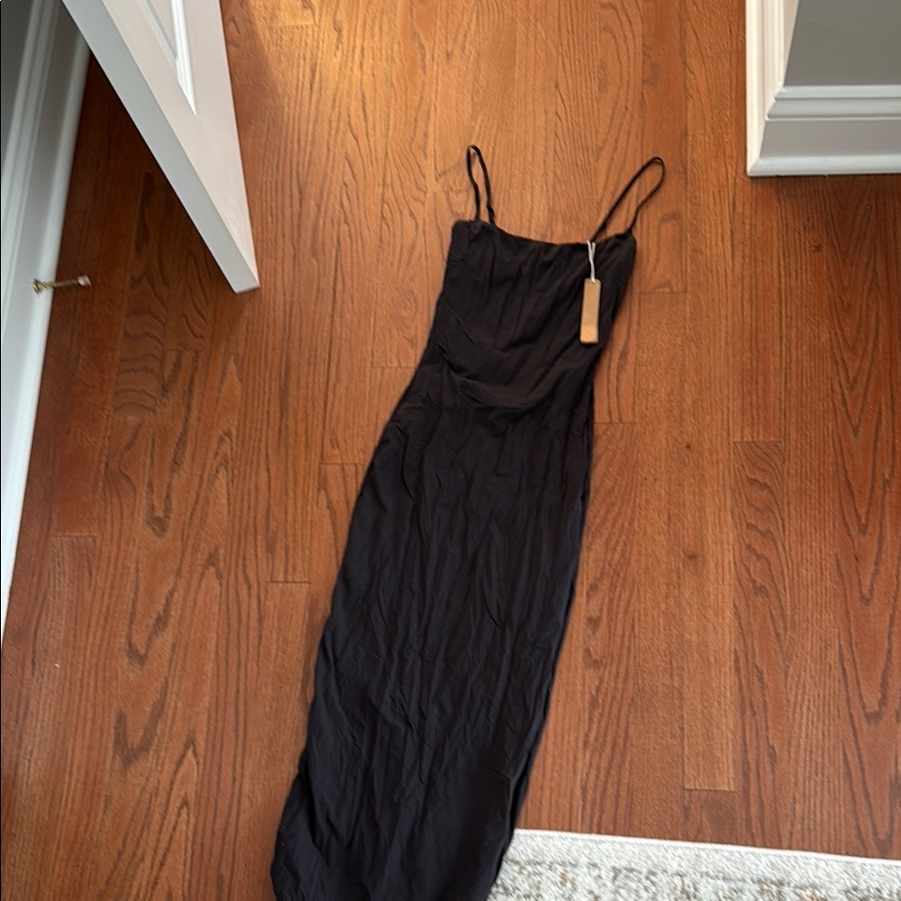 SKIMS Black Sheath Maxi Dress with Spaghetti Straps